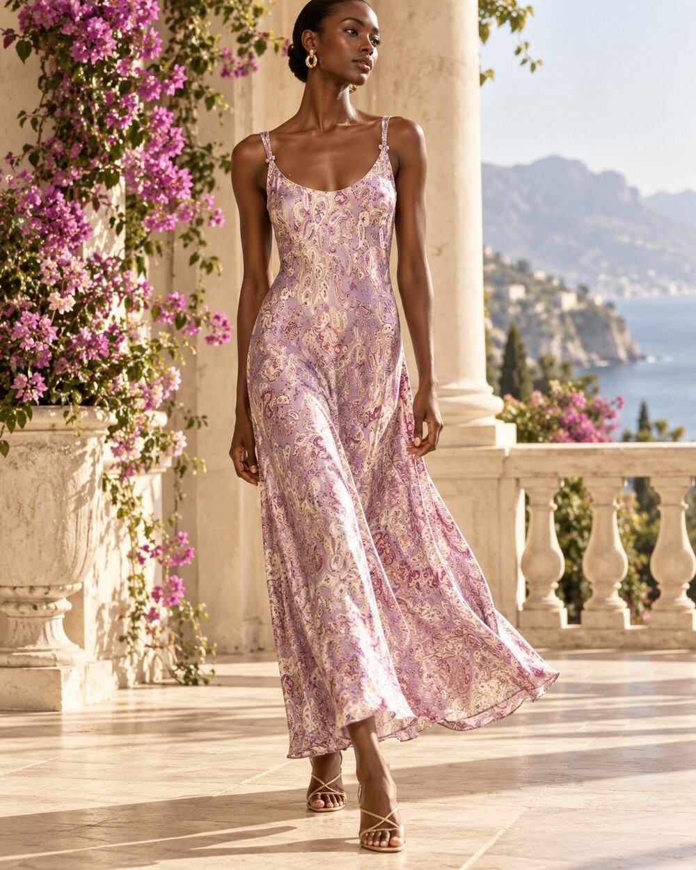 Oscar de la Renta Y2K Vintage Pink Label Paisley Slip Dress — Purple S